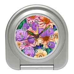 Exotic Tropical Botanical Flowers Pattern Travel Alarm Clock by GardenOfOphir