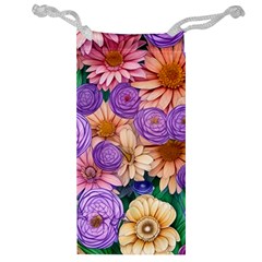 Exotic Tropical Botanical Flowers Pattern Jewelry Bag by GardenOfOphir