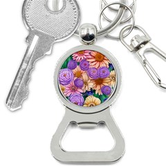 Exotic Tropical Botanical Flowers Pattern Bottle Opener Key Chain by GardenOfOphir