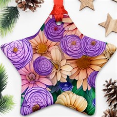 Exotic Tropical Botanical Flowers Pattern Star Ornament (two Sides) by GardenOfOphir