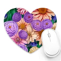 Exotic Tropical Botanical Flowers Pattern Heart Mousepad by GardenOfOphir