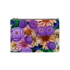 Exotic Tropical Botanical Flowers Pattern Cosmetic Bag (medium) by GardenOfOphir