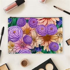 Exotic Tropical Botanical Flowers Pattern Cosmetic Bag (large) by GardenOfOphir