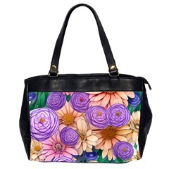 Exotic Tropical Botanical Flowers Pattern Oversize Office Handbag (2 Sides) by GardenOfOphir