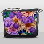 Exotic Tropical Botanical Flowers Pattern Messenger Bag Front