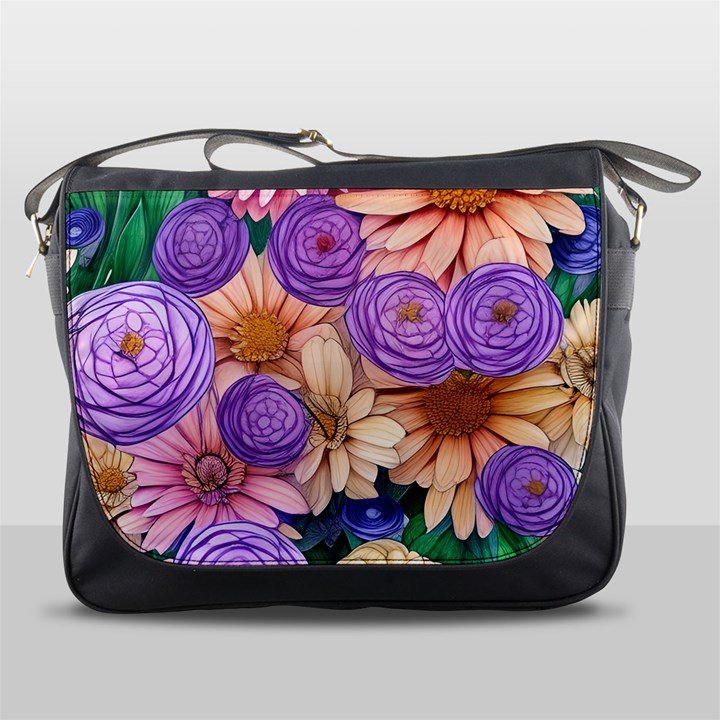 Exotic Tropical Botanical Flowers Pattern Messenger Bag