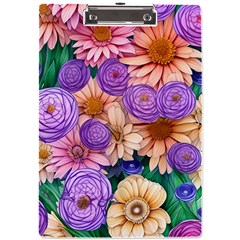 Exotic Tropical Botanical Flowers Pattern A4 Acrylic Clipboard by GardenOfOphir