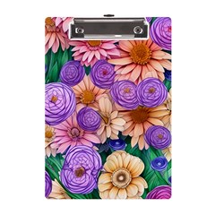 Exotic Tropical Botanical Flowers Pattern A5 Acrylic Clipboard by GardenOfOphir