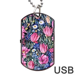 Tropical Paradise Dog Tag Usb Flash (two Sides) by GardenOfOphir