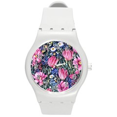 Tropical Paradise Round Plastic Sport Watch (m) by GardenOfOphir