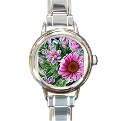 Bouquet Of Sunshine Round Italian Charm Watch by GardenOfOphir