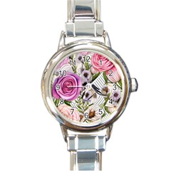 Summertime Blooms Round Italian Charm Watch by GardenOfOphir