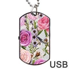 Summertime Blooms Dog Tag Usb Flash (one Side) by GardenOfOphir