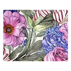 Garden Of Flowers One Side Premium Plush Fleece Blanket (large)