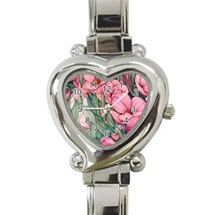 Nature-inspired Flowers Heart Italian Charm Watch by GardenOfOphir