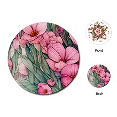 Nature-inspired Flowers Playing Cards Single Design (round)