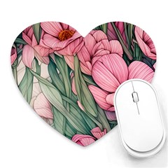 Nature-inspired Flowers Heart Mousepad by GardenOfOphir