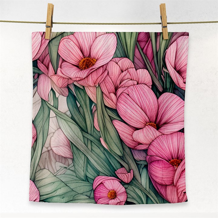 Nature-inspired Flowers Face Towel