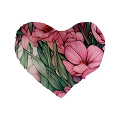 Nature-inspired Flowers Standard 16  Premium Heart Shape Cushions by GardenOfOphir