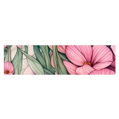 Nature-inspired Flowers Oblong Satin Scarf (16  X 60 ) by GardenOfOphir