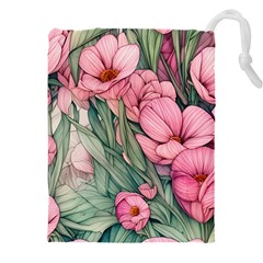 Nature-inspired Flowers Drawstring Pouch (4xl) by GardenOfOphir