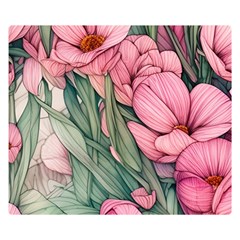 Nature-inspired Flowers One Side Premium Plush Fleece Blanket (small)