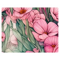 Nature-inspired Flowers One Side Premium Plush Fleece Blanket (medium)