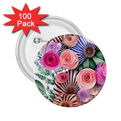 Boho Botanical Flowers 2 25  Buttons (100 Pack)  by GardenOfOphir