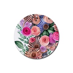 Boho Botanical Flowers Rubber Coaster (round) by GardenOfOphir