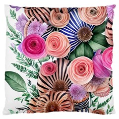 Boho Botanical Flowers Large Cushion Case (one Side) by GardenOfOphir