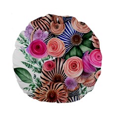 Boho Botanical Flowers Standard 15  Premium Flano Round Cushions by GardenOfOphir