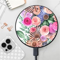 Boho Botanical Flowers Wireless Fast Charger(black)