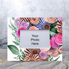 Boho Botanical Flowers White Tabletop Photo Frame 4 x6  by GardenOfOphir