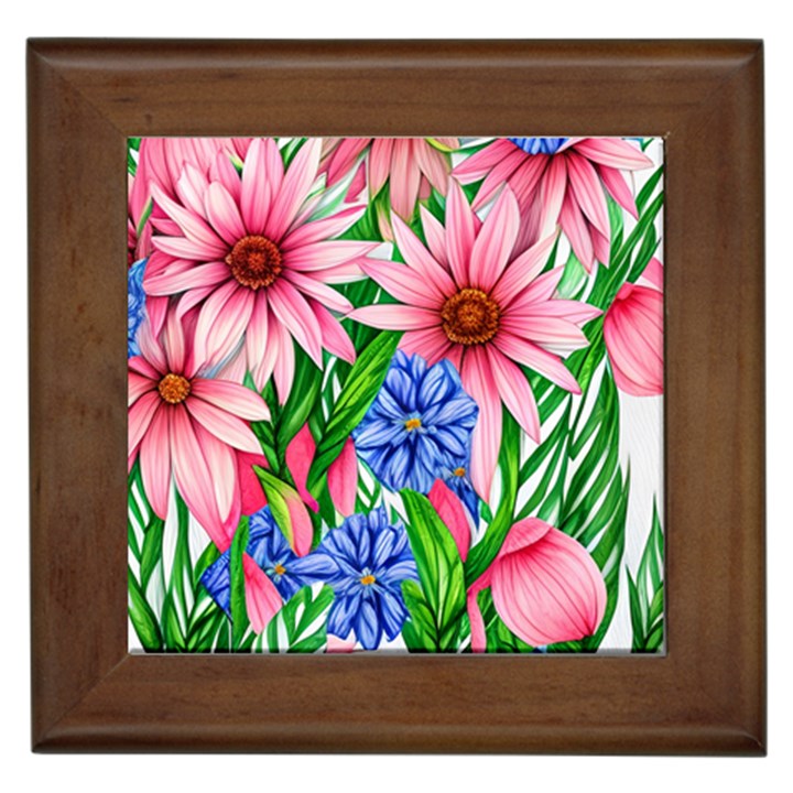 Exotic Tropical Flowers Framed Tile