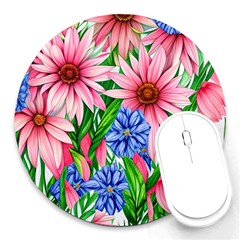 Exotic Tropical Flowers Round Mousepad by GardenOfOphir