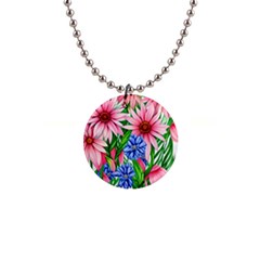 Exotic Tropical Flowers 1  Button Necklace by GardenOfOphir