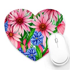 Exotic Tropical Flowers Heart Mousepad by GardenOfOphir