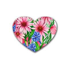 Exotic Tropical Flowers Rubber Heart Coaster (4 Pack) by GardenOfOphir