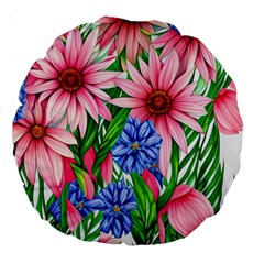 Exotic Tropical Flowers Large 18  Premium Round Cushions by GardenOfOphir