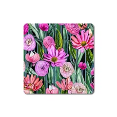 Floral Watercolor Square Magnet by GardenOfOphir