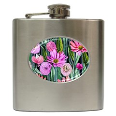 Floral Watercolor Hip Flask (6 Oz) by GardenOfOphir