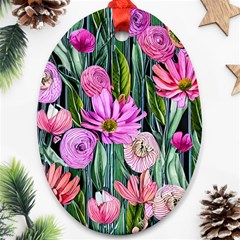 Floral Watercolor Oval Ornament (two Sides)