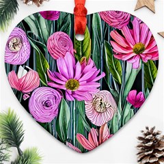 Floral Watercolor Heart Ornament (two Sides) by GardenOfOphir