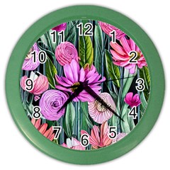 Floral Watercolor Color Wall Clock by GardenOfOphir