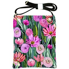 Floral Watercolor Shoulder Sling Bag by GardenOfOphir