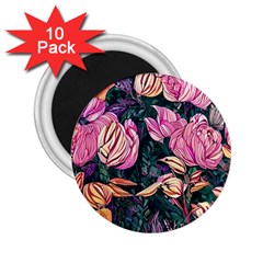 Retro Botanical Flowers 2 25  Magnets (10 Pack)  by GardenOfOphir