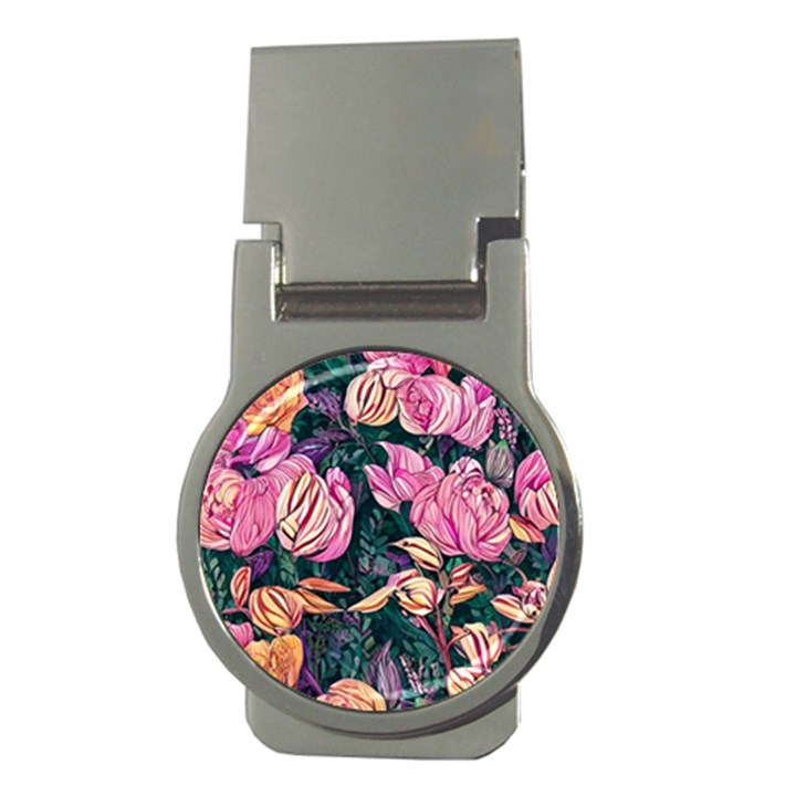 Retro Botanical Flowers Money Clips (Round) 