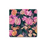 Retro Botanical Flowers Square Magnet Front