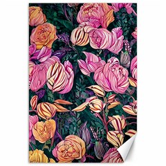 Retro Botanical Flowers Canvas 20  X 30  by GardenOfOphir