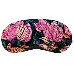 Retro Botanical Flowers Sleeping Mask by GardenOfOphir